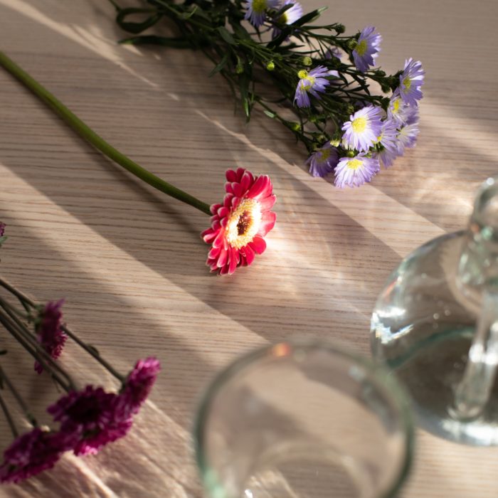 flowers and glasses