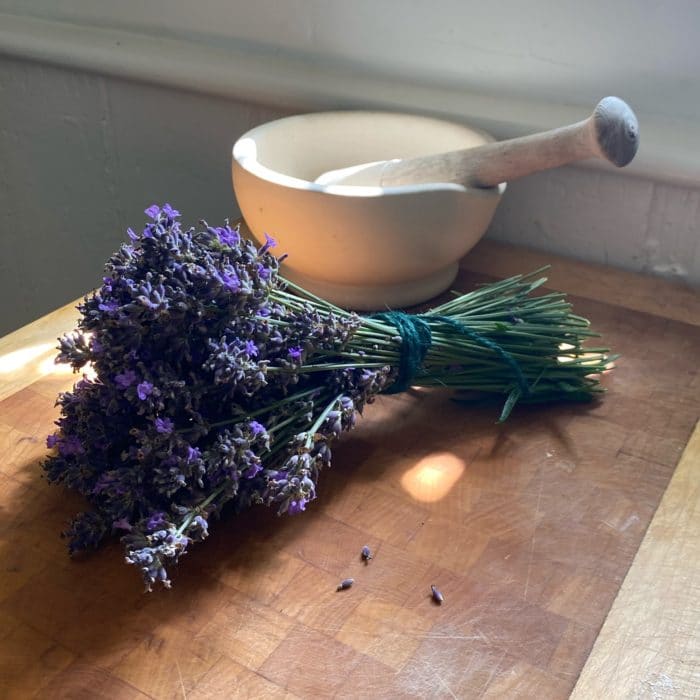 lavender and mortar and pestle