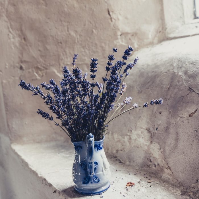 lavender in vase in church
