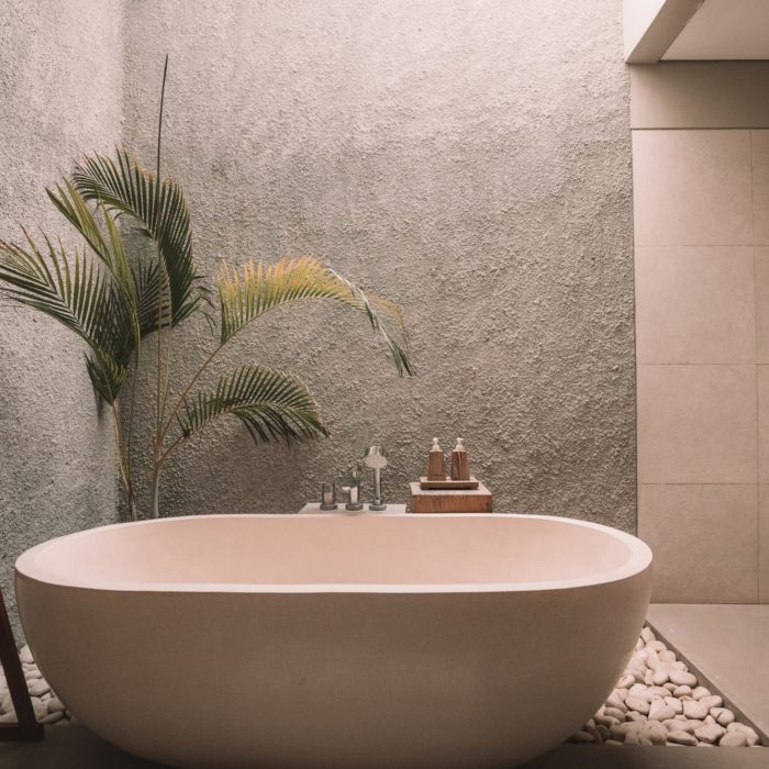 bathroom with a plant